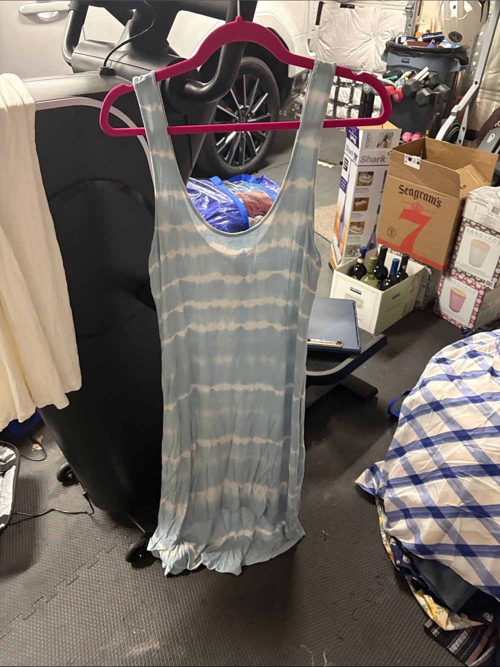 Forever 21 Light Blue and White Tie-Dye Maxi Tank Dress